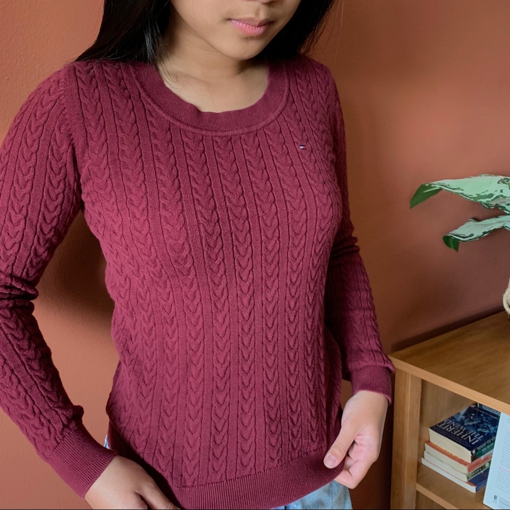 TOMMY HILFIGER Maroon Knitted Sweater/Crewneck